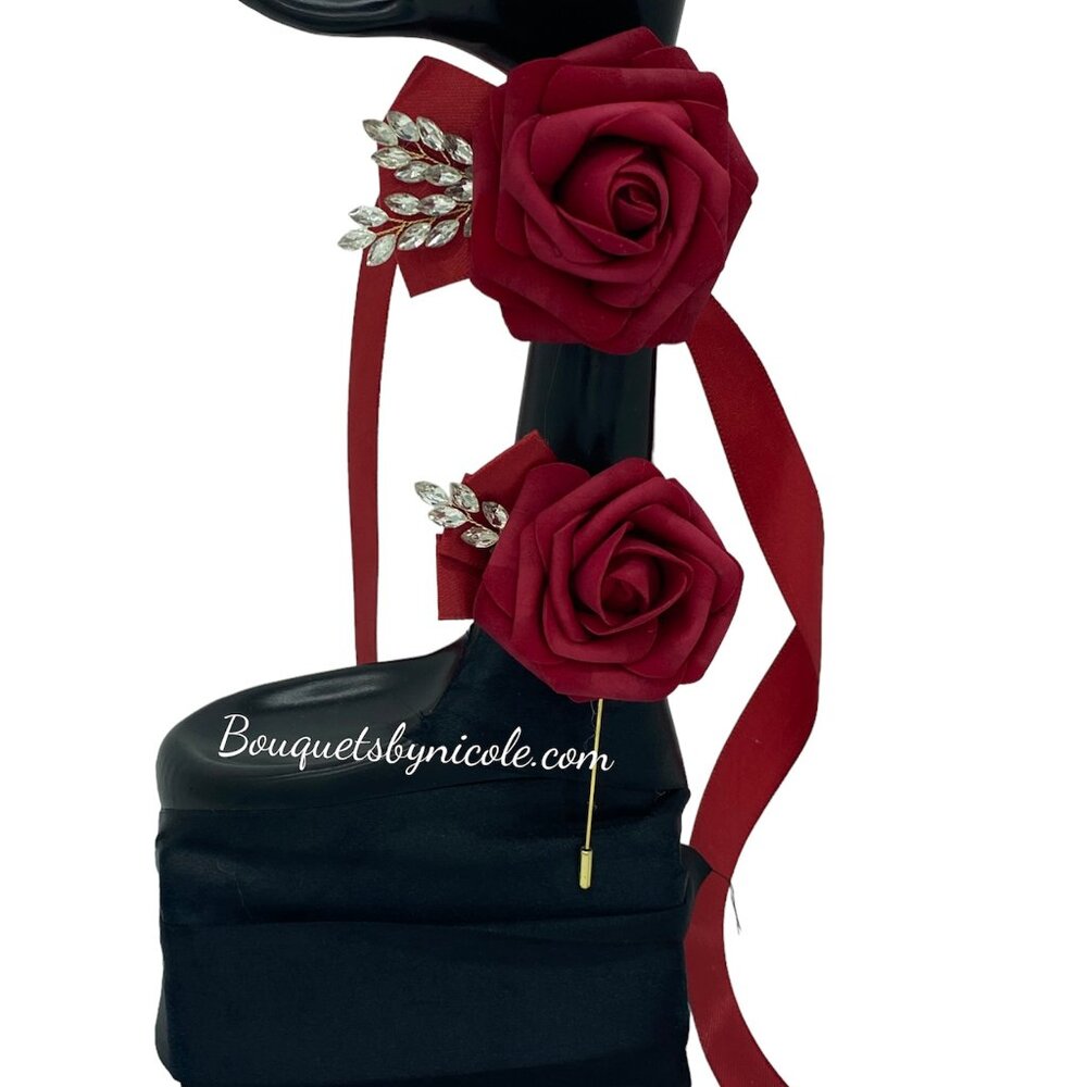 Dark Red Real Touch Roses - Picture 4 of 5